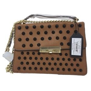Foley & Corinna Cognac Faux Leather‎ Signature Logo Slumber Nights Crossbody Bag